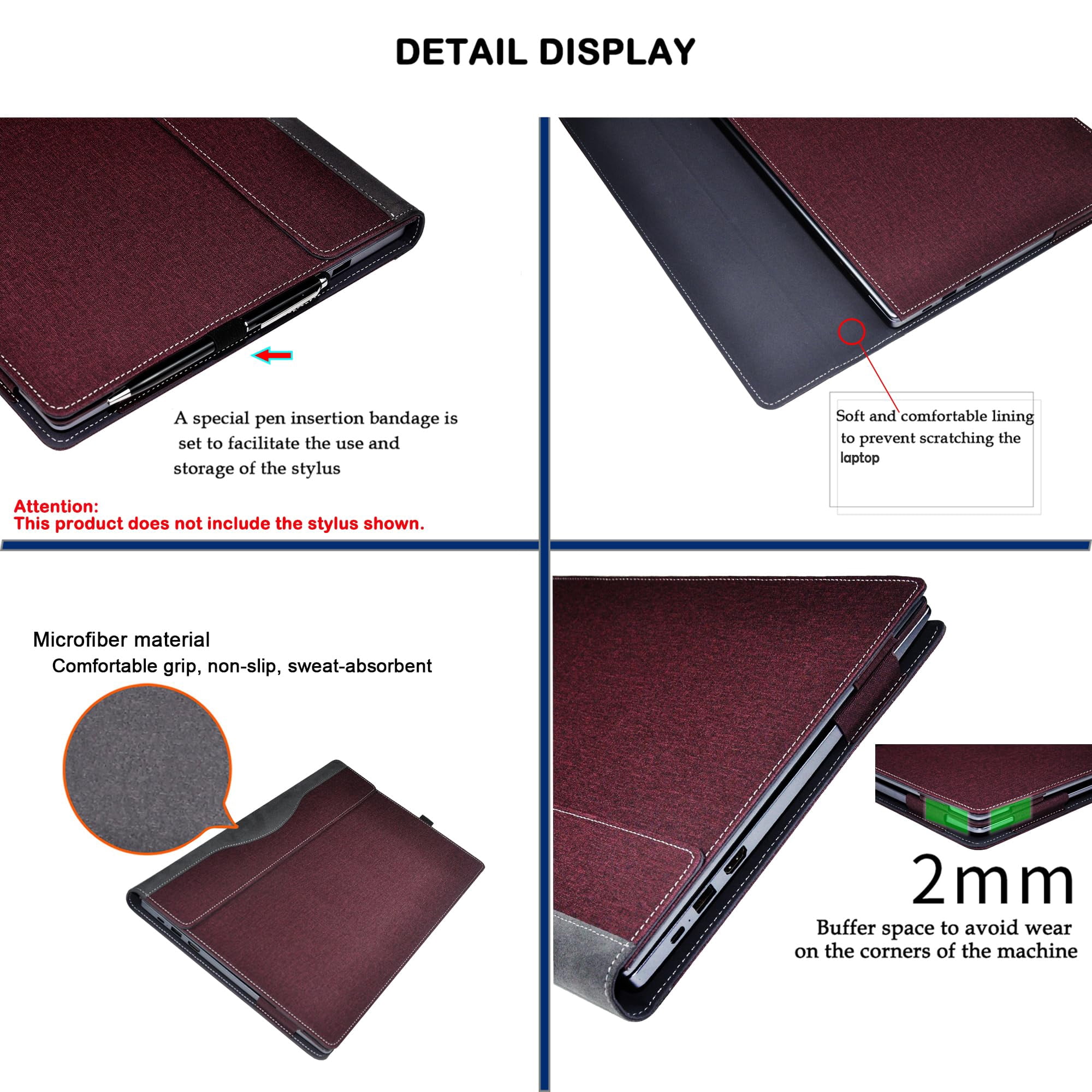 Laptop Cover Case for 16 inch Lenovo Yoga 7 2-in-1 16AHP9 /16IML9 & Yoga 7 16'' Series & Yoga Slim 7 Pro 16ACH6 16ARH7 16IAH7,PU Leather Protective Shell Detachable Laptop Bag Accessory (Dark Blue)