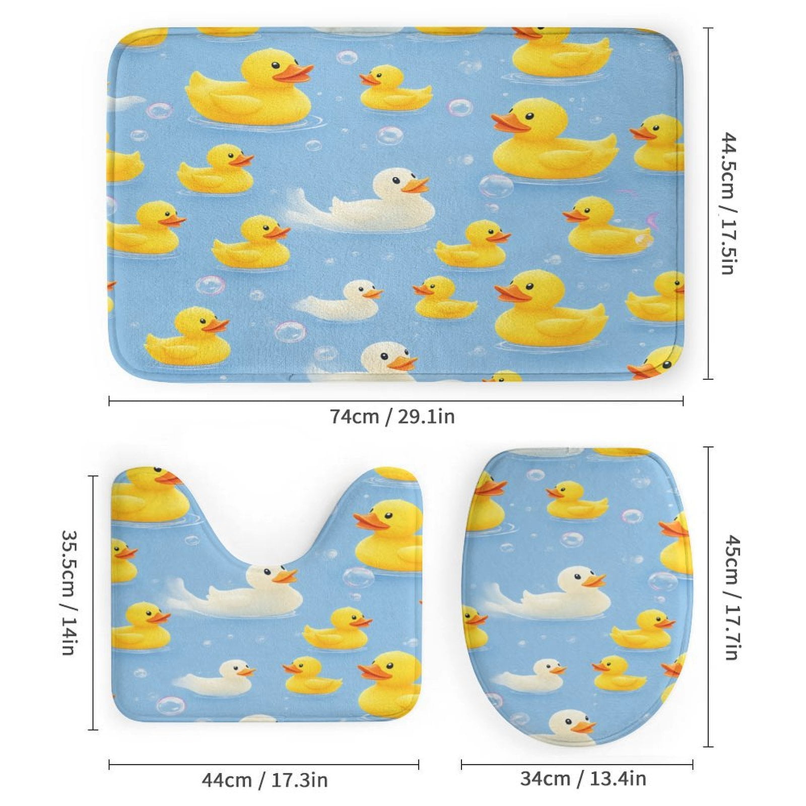 Bunch of Rubber Ducks Shower Curtain And Rugs Mat Set For Bathroom Bath Curtains Decoration Accessories Bathtub Screen 4 Pcs