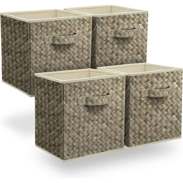 Sorbus Collapsible Fabric Storage Bin - 4 Piece Set with Handles – Foldable Organizer Cubes for Closet - Cubby Basket with Woven Design - Bedroom, Living Room, and Dorm Organization