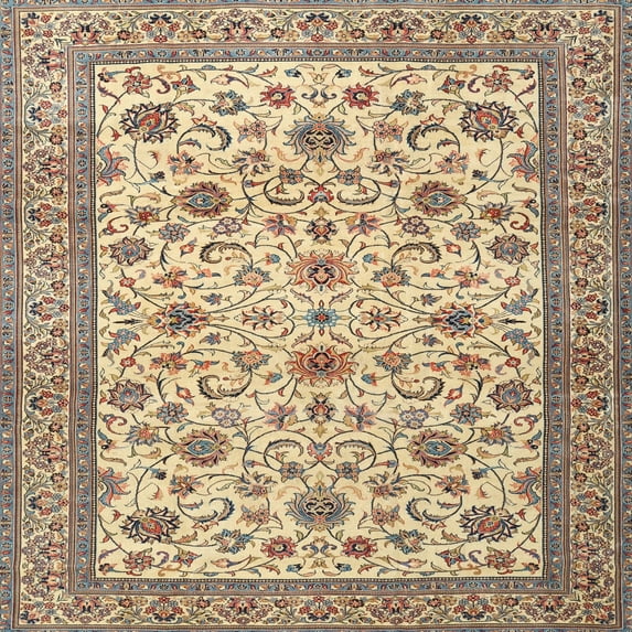 Ahgly Company Indoor Square Traditional Sienna Brown Persian Area Rugs, 6' Square