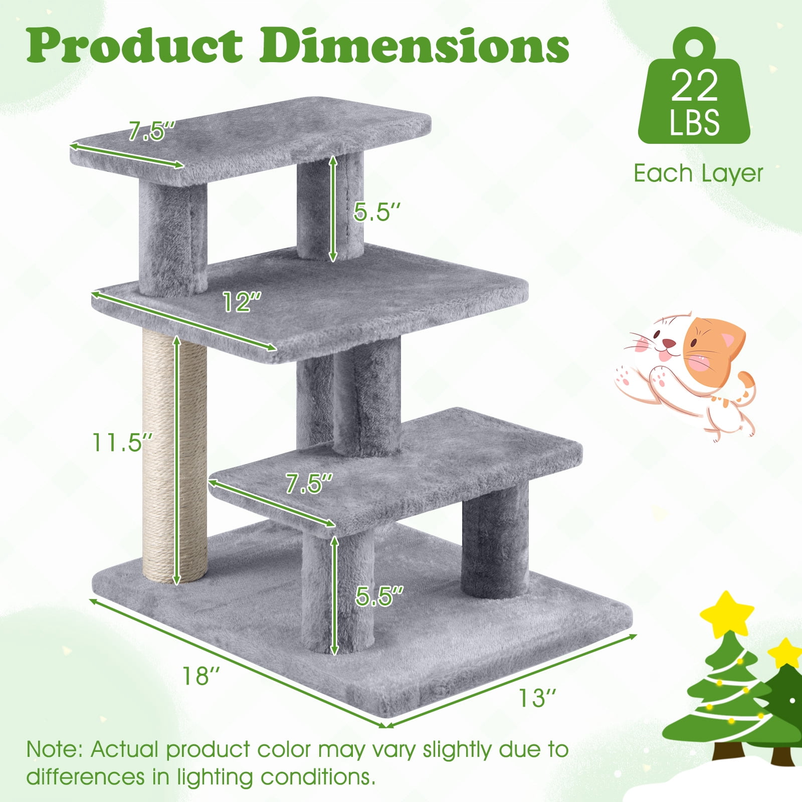 Gymax 2-in-1 Cat Tree Tower Pet Steps w/ Scratching Posts Hanging Toy Ball Perch