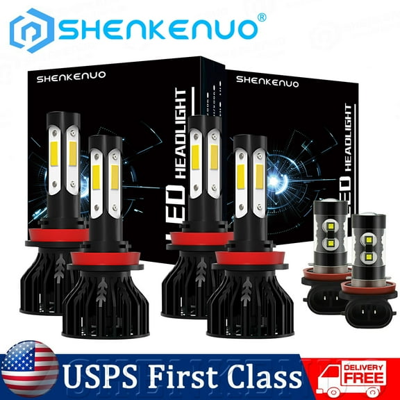 Fit For Nissan Altima 2010-2018 LED Headlight Bulbs,H9 High beam and H11 Low Beam H11 LED fog beam,Pack of 6