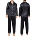 thumbnail image 1 of Pijamas Manga Larga Casual Solapa Satén Para Hombre Conjunto, 1 of 8