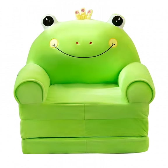 LAMIRO Cartoon Baby Children's Three-Layer Foldable Lazy Seat Stool Plush Kids Sofa Backrest Armchair 2 In 1 Children Cute Flip Open Bed For Living Room Bedroom Without Liner Filler