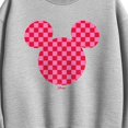 thumbnail image 2 of Disney - Pink Checkerboard Mickey Ears Women's Oversized Fleece Crew Sweatshirt, 2 of 4
