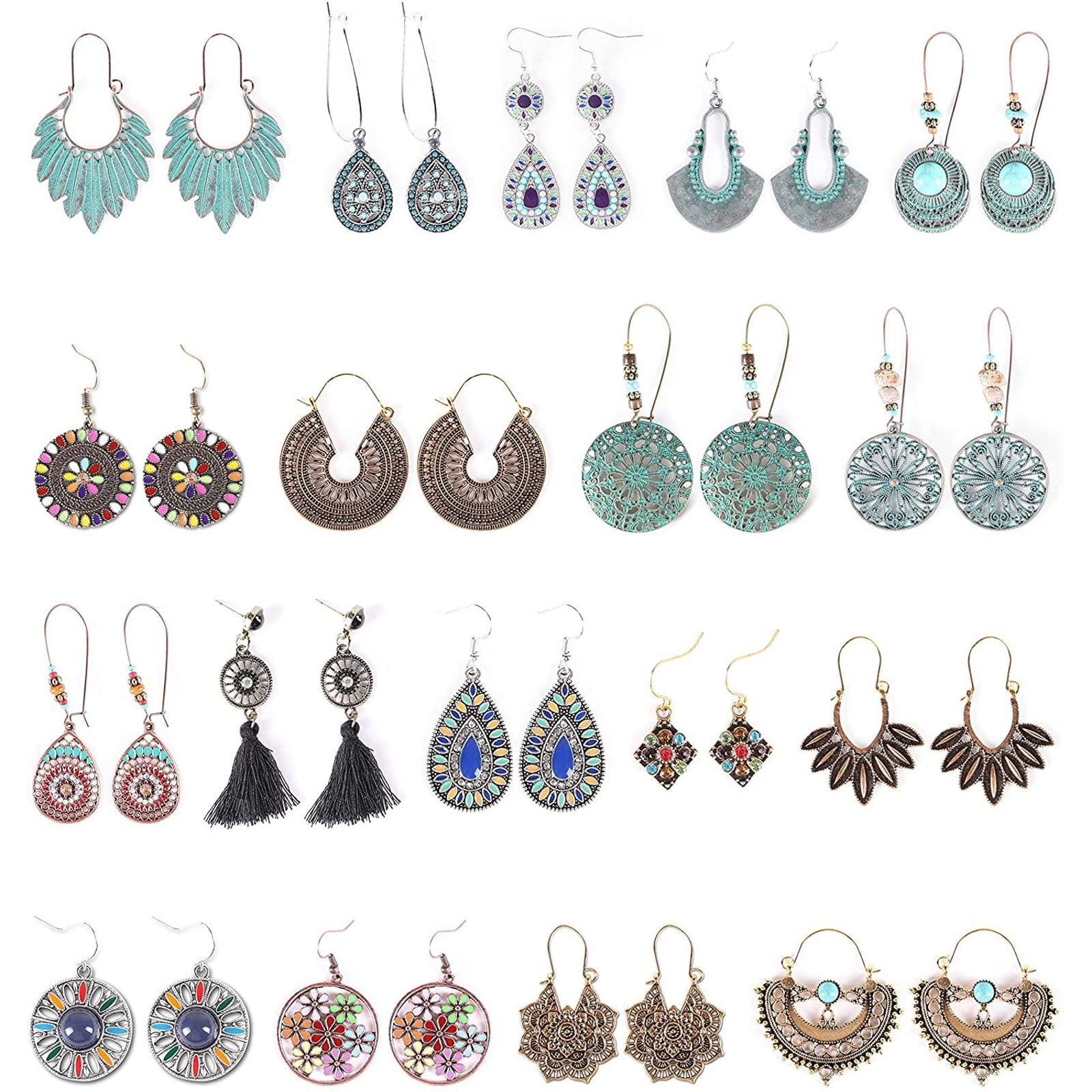 Charm Turquoise Crystal Plated Ear Stud Dangle Bohemian Earrings Women Jewelry 