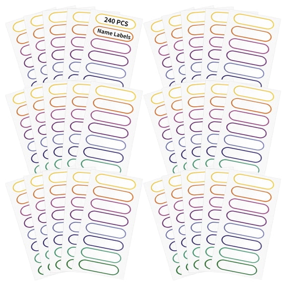 240 PCS Multicolor Waterproof Name Labels – Self-Laminating Dishwasher Safe Writable Stickers, Washable Adhesive Tags for Water Bottles, Containers & Home Organization