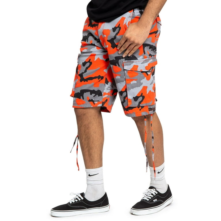 Victorious Men s Belted Twill Camo Cargo Short DS2065 Orange 28 Walmart