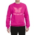 thumbnail image 2 of Wild Bobby, Butterfly Pink Ribbon Faith Hope Love, Breast Cancer Awareness, Unisex Crewneck Graphic Sweatshirt, Fuschia, XX-Large, 2 of 5