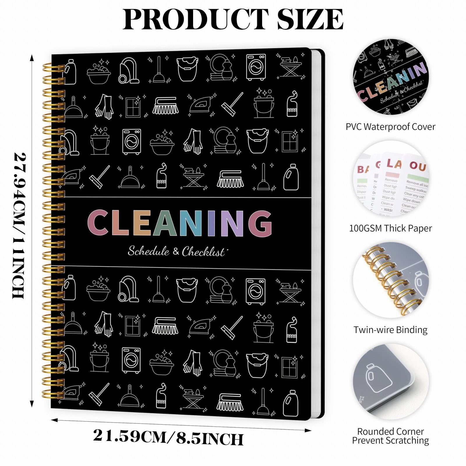 Cleaning Planner & Schedule Checklist Organizer – Daily, Weekly, Monthly & Annual Chore Chart Notebook, Durable Household Management Journal for Home & Family Tasks, Gift-Ready