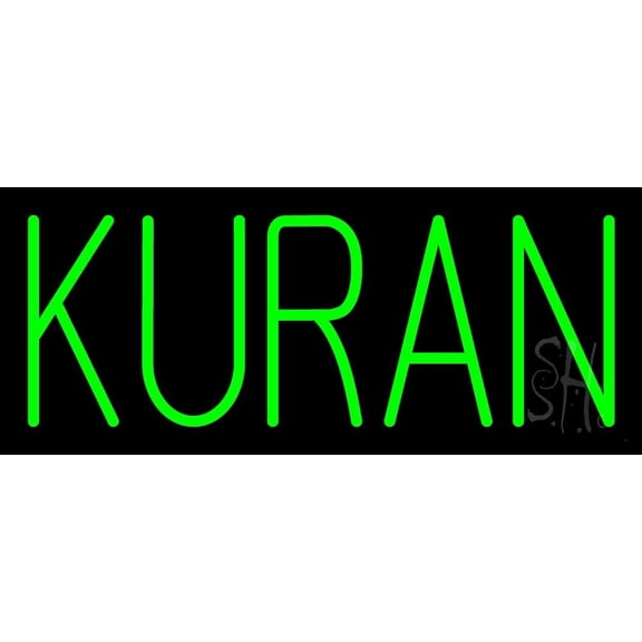 Green Kuran LED Neon Sign 10" Tall x 24" Wide - inches Black Square Cut Acrylic Backing, with Dimmer - Premium built indoor Sign for Home décor, Event, Religious place, Store interior, Office.