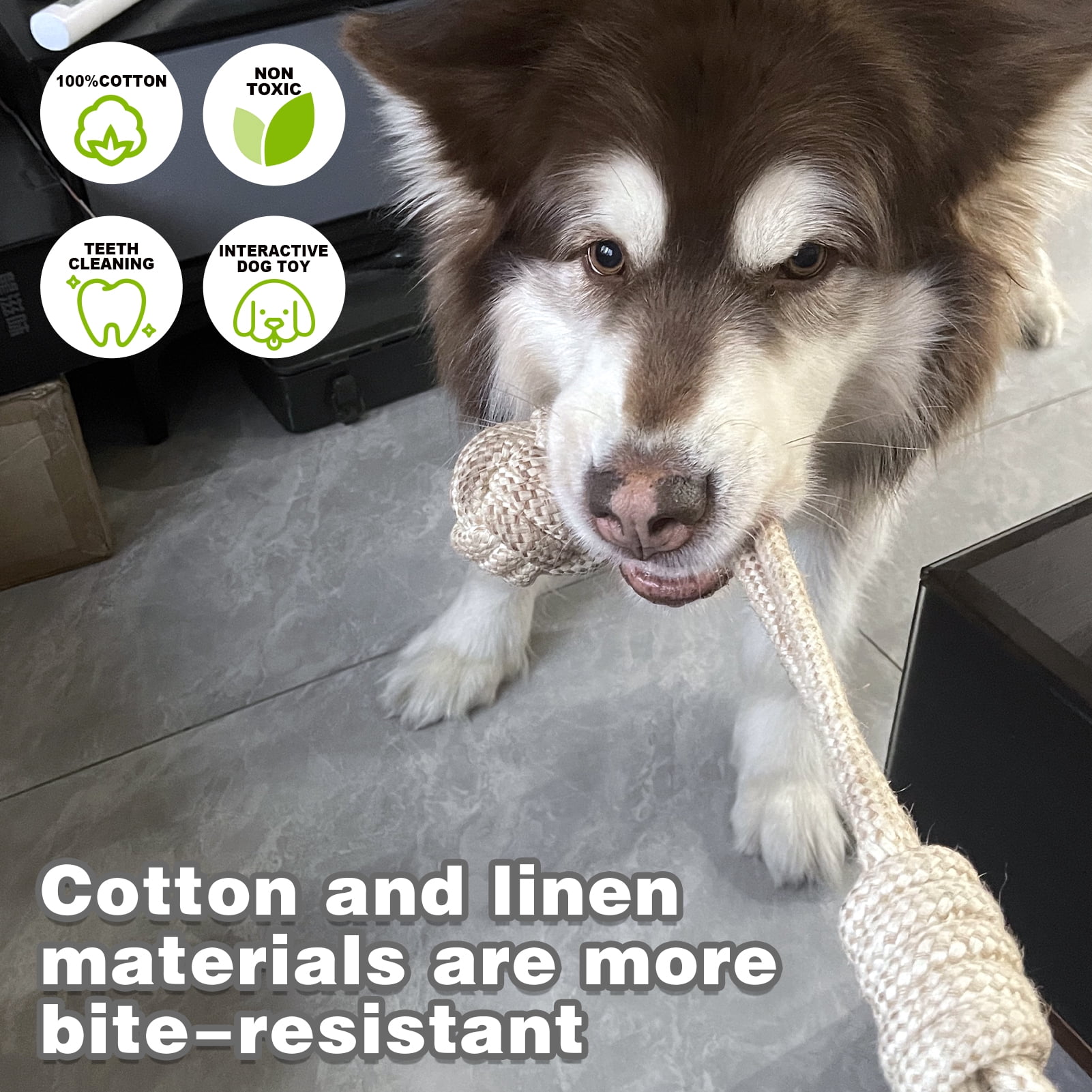 Easy Joy 4pcs Rope Dog Toys for Aggressive Chewers Indestructible Tug of War Dog Toy for Large Dog