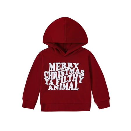 

Meihuid Boy Girl Christmas Hoodies Letter Print Long Sleeve Sweatshirt