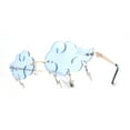thumbnail image 3 of Rimless Cloud Shape Lens Lightning Bolt Tessle Runway Fashion Sunglasses Gold Blue, 3 of 4