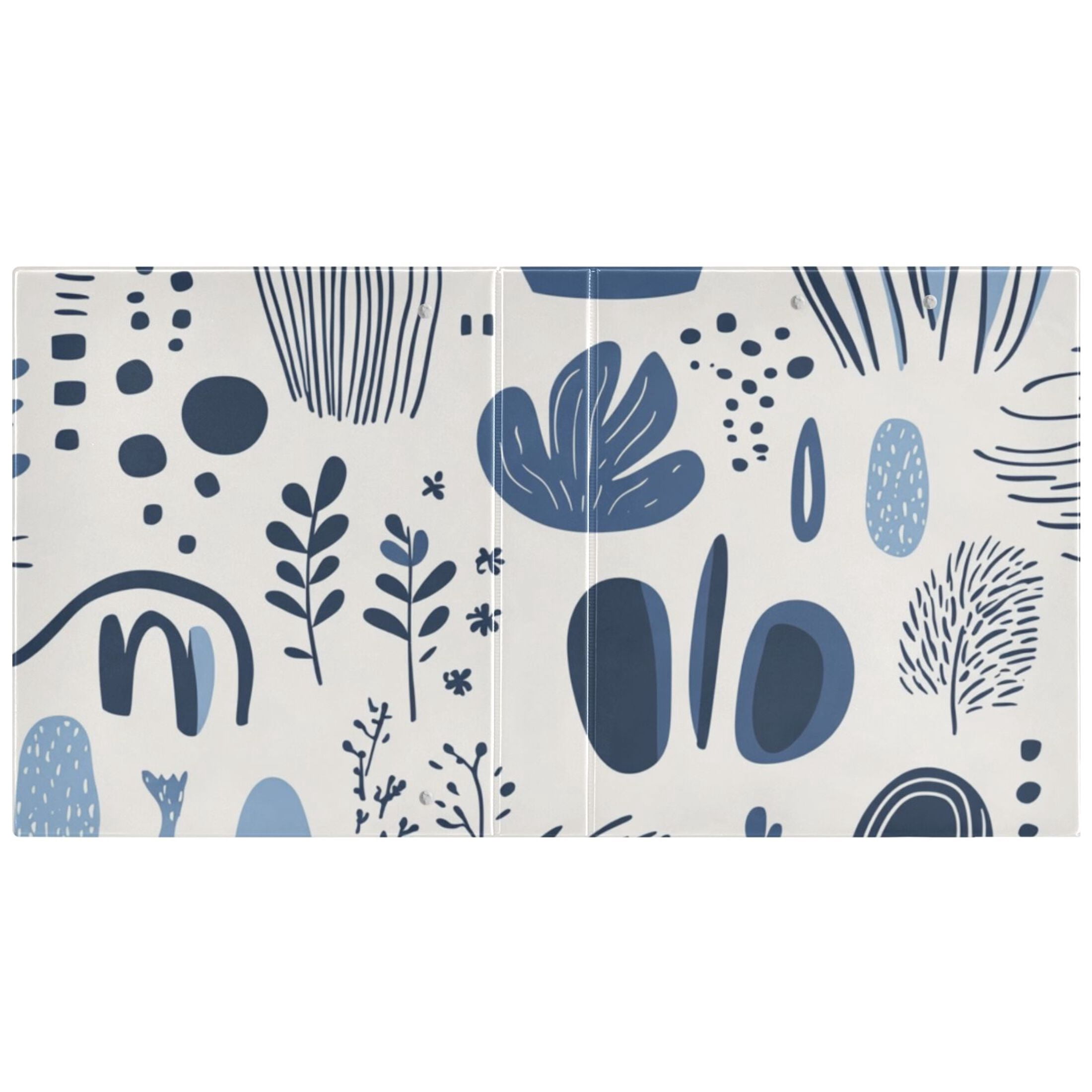 Blue Doodles Lines 3 Ring Binders 1.5 inch Hardcover File Folders with Interior Pockets A4 Size Organizer for School Office Hospital