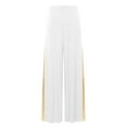 thumbnail image 5 of Venjoe Women Metallic Praise Dance Pants Loose Fit Praise Dance Palazzo Pants Wide-leg Trousers Yoga White L, 5 of 7
