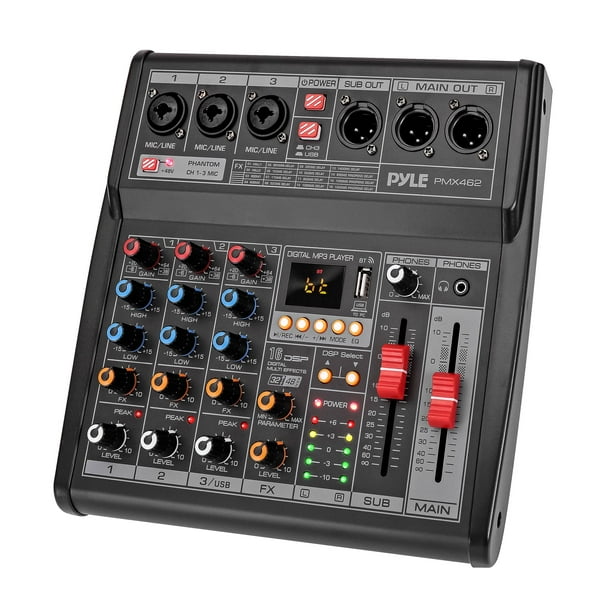 Mezclador de audio Bluetooth para DJ Pyle PMX462 de 3 canales con efectos