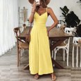 thumbnail image 3 of MORTTIC Women's V-Neck Sleeveless Wide Leg Jumpsuit with Adjustable Straps & Back Bow Tie Spring Summer Flowy Romper Yellow，XL, 3 of 7