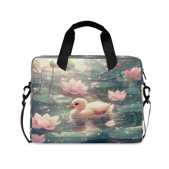 16inch Laptop Briefcase, Business Laptop Bag with Detachable Strap & Padded Compartment, Water-Resistant Polyester,A Cute Little Duck