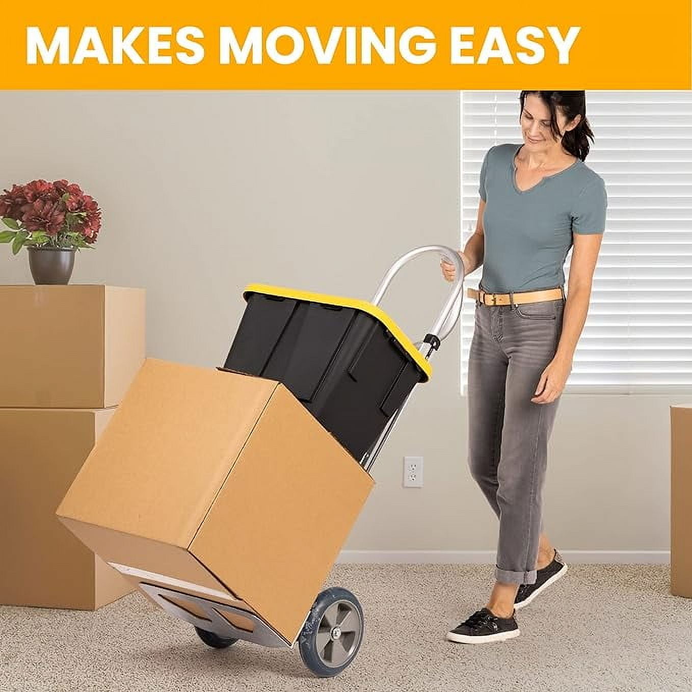 Heavy Duty Aluminum Hand Truck 500 lb – 10" Rubber Wheels, Vertical Loop Handle, Moving Dolly