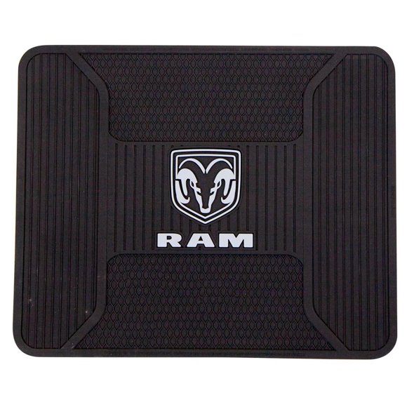 Plasticolor Tapis Utilitaire 001262R25 Série Élite; Bords Plats; Arrière; Logo Dodge; Gris; Caoutchouc