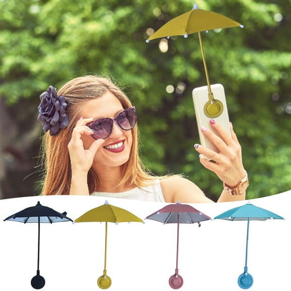 Latrodar Magnetic Retractable Mobile Phone Umbrella Stand Umbrella Mini Sun Umbrella Sunscreen Umbrella Household Items for New Home Black Cloth Holiday Saving