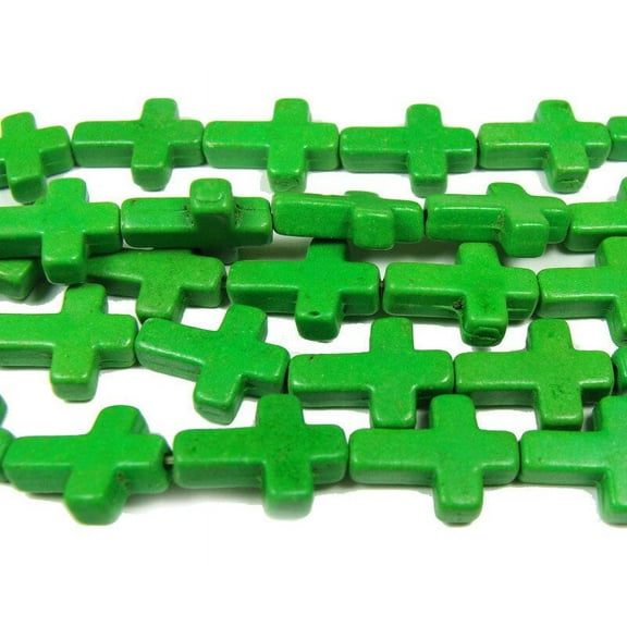 12x15mm 16" Grassy Green Howlite Cross Beads For Jewelry Making