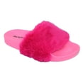 thumbnail image 2 of Soda Women Slip on Soft Fur Fuzzy Sandals Slide Slippers Flat Flip Flops YOGA-S Hot Pink Fuchsia 5, 2 of 2