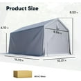 thumbnail image 3 of Quictent 10x15FT Carport Shelter with Roll-Up Mesh Windows & Reinforced Frame, Portable Garage Canopy for Motorcycle Storage, Silver Gray, 3 of 7