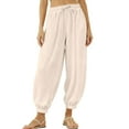 thumbnail image 3 of ZVAVZ Toddler Kids Long Bloomers Soft Solid Drawstring Trousers Basic Plain Harem Pants Big Kids Elastic Waist Pants Beige,2-3Years, 3 of 6