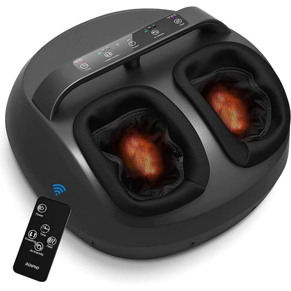RENPHO Upgraded Foot Massager Machine with Heat and Remote, Handle Shiatsu Deep Kneading Multi Level Full Cover Massager Relief for Tired Muscles and Plantar Fasciitis, Fits Feet up to Size 12