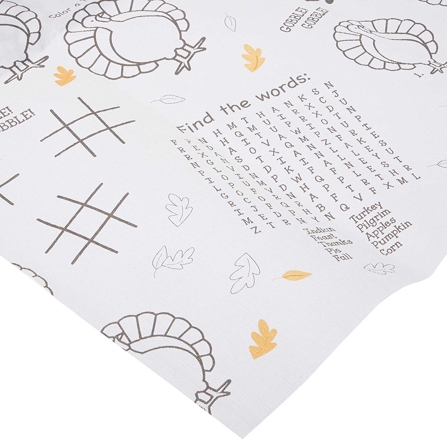 Thanksgiving Kids Activity Paper Tablecover, 54 x 88", White