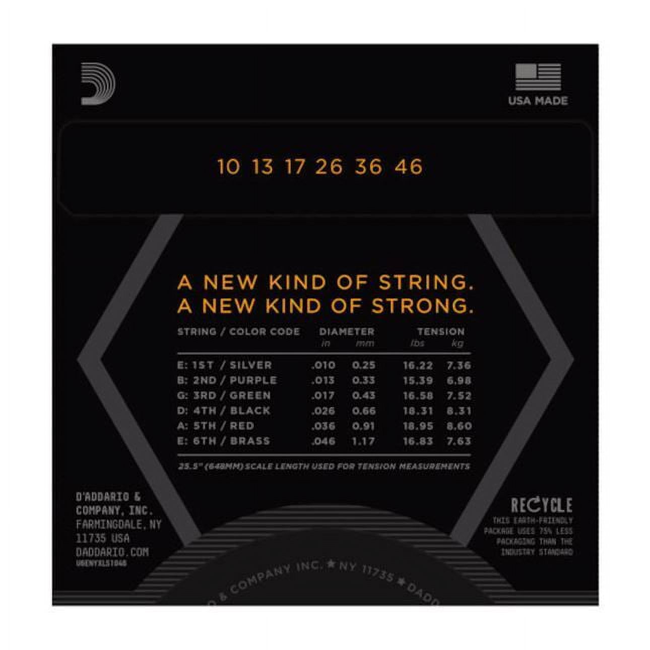 D'Addario NYXLS1046 Electric Guitar Strings, Regular Light, Double Ball End