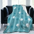 thumbnail image 4 of Blue Striped Flowers Throw Blanket, Super Soft Anti-Pilling Flannel Bed Blankets, 80"x60", 4 of 8