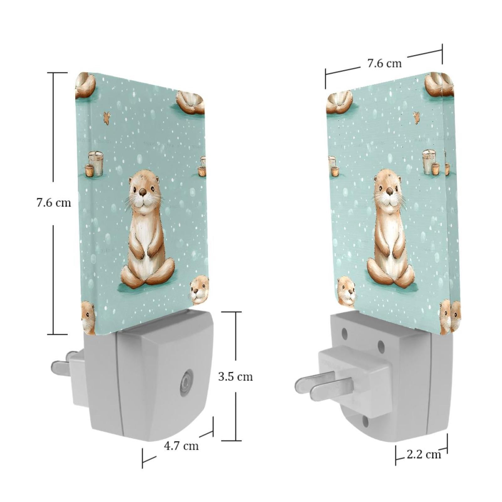PhooArto Sea Otter Patterns Plug in LED Night Light Auto Sensor Dusk to Dawn Decorative Night for Bedroom, Bathroom, Kitchen, Hallway, Stairs, Baby's Room, Energy Saving
