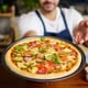 thumbnail image 1 of Molde para pizza redondo antiadherente, resistente, de acero al carbono, para restaurante, 1 of 6