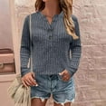 thumbnail image 4 of yillto Plus Size Sweaters for Womens V Neck Buttons Long Sleeve Ribbed Top Knit Dressy Tunic Blouse Clothes, 4 of 6