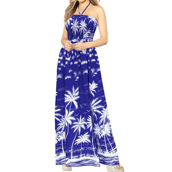 HAPPY BAY Women's Beach Summer Club Party Tube Top Long Evening Slit Dress Strapless Dresses for Women One Size Cobalt_AB646