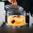 thumbnail image 1 of Elegant Modern Mini Glass Cookware: 14cm Double-Handle 1300ml High Borosilicate Pot for Simmering, Noodle Boiling & Stewing – Heat-Resistant for Gas Stoves, Includes Heat Insulation Mat, Pot Brush &, 1 of 5