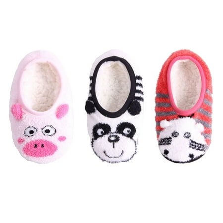 

Kid/Youth Warm Microfiber Travel Animal Cozy Fuzzy Slippers Non-Slip Lined Socks/Shoes