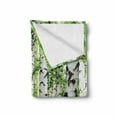 thumbnail image 2 of Woodland Soft Flannel Fleece Throw Blanket, Birch Trees in the Forest Summertime Wildlife Nature Outdoors Themed Picture, Cozy Plush for Indoor and Outdoor Use, 50" x 70", White Green, by Ambesonne, 2 of 6