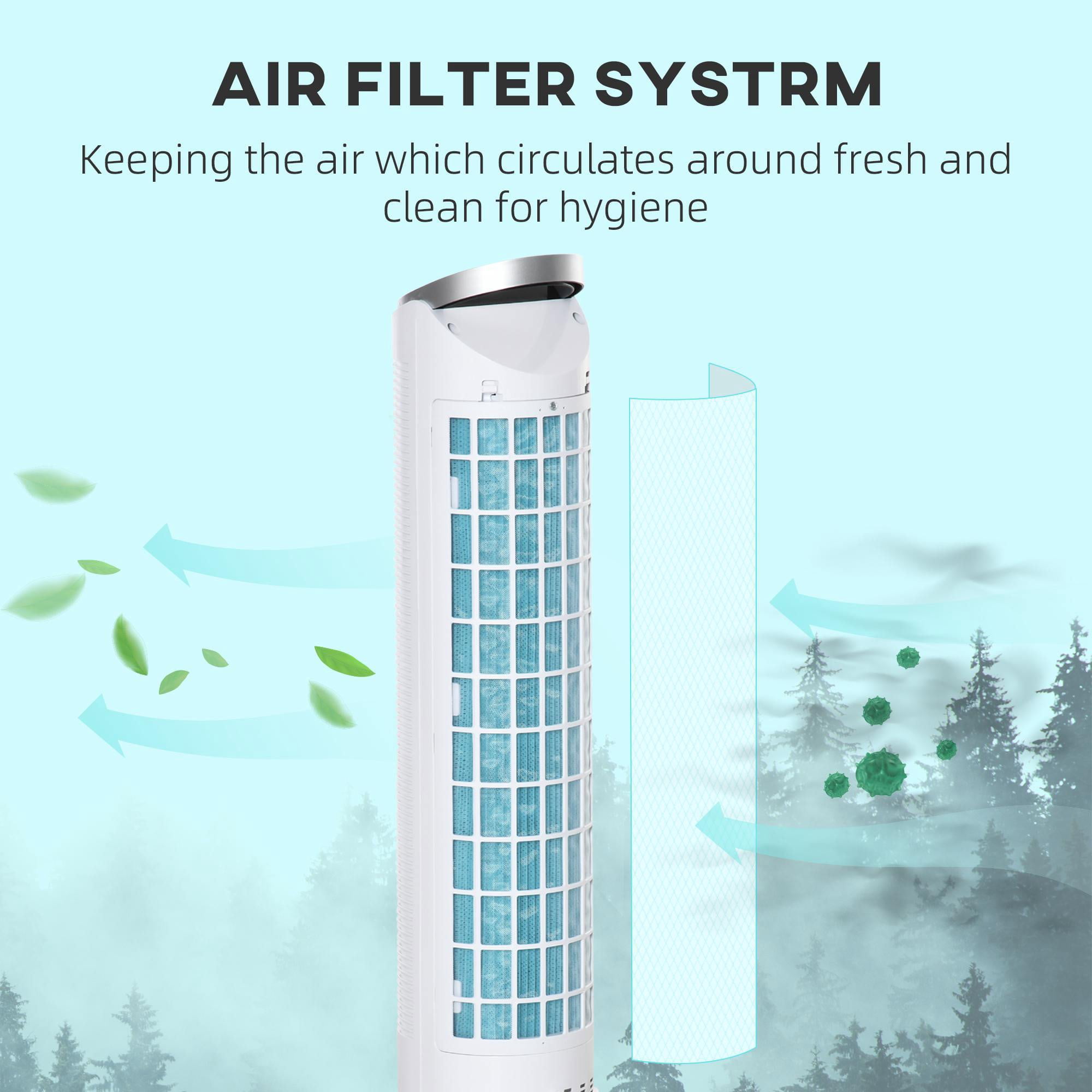 Resenkos 40" Portable Oscillating Air Cooler Fan for Home Office, 3-In-1 Standing Ice Floor Fan with Humidifier, White