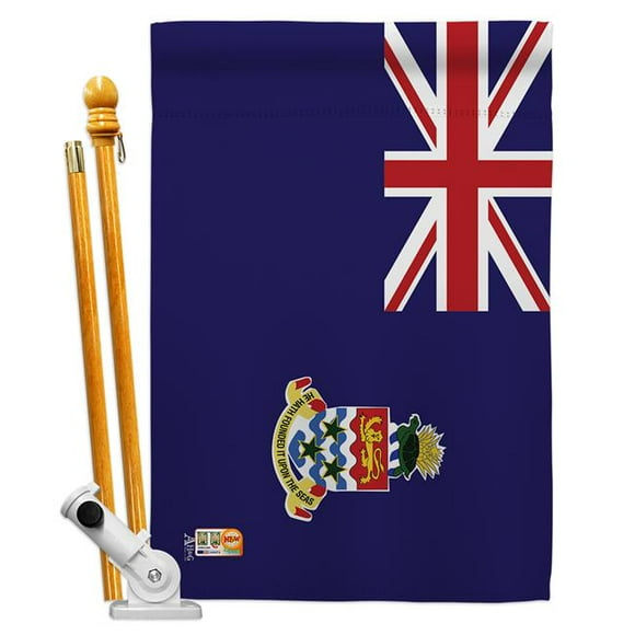 AA-CY-HS-140048-IP-BO-D-US18-AG 28 x 40 in. Cayman Islands Flags of the World Nationality Impressions Decorative Vertical Double Sided House Flag Set & Pole Bracket Hardware Flag Set