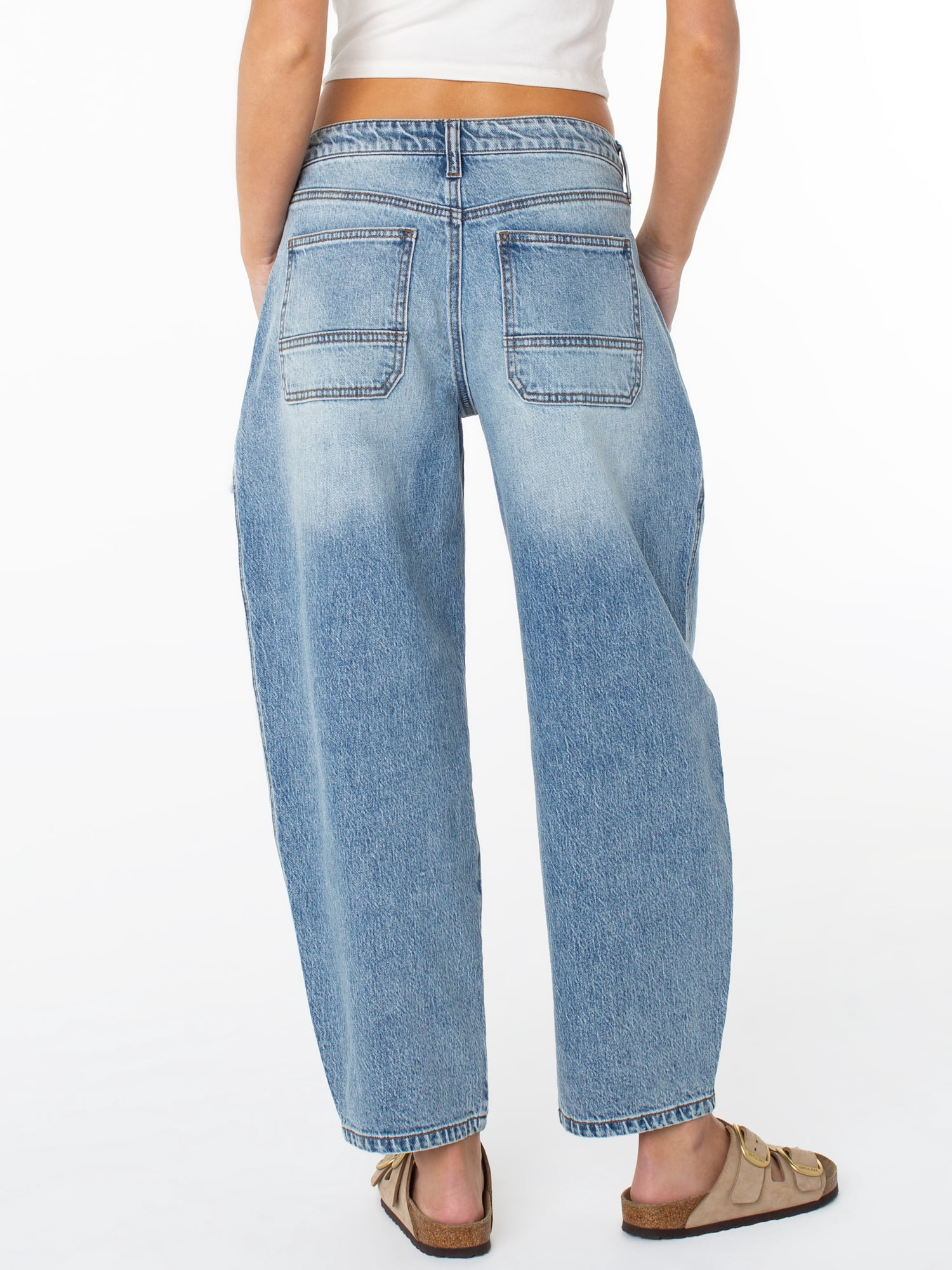 Celebrity Pink Women's Mid Rise Utility Barrel Jeans, Sizes 1-21