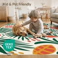 thumbnail image 4 of ODIKA 4'x6' Green Coral Vibrant Leaf Pattern Washable Area Rug Tropical Foliage Design with Playful Shapes for Dorm Room, Small Living Stain Resistant Low Profile, Easy Care, 4 of 7