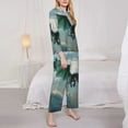 thumbnail image 3 of Pofeuu Cloud Sky Green Dragon Print Womens Pajamas Set Long Sleeve Sleepwear Button Down Nightwear Soft Pj Lounge Sets Button Down Pajamas Women-Large, 3 of 7