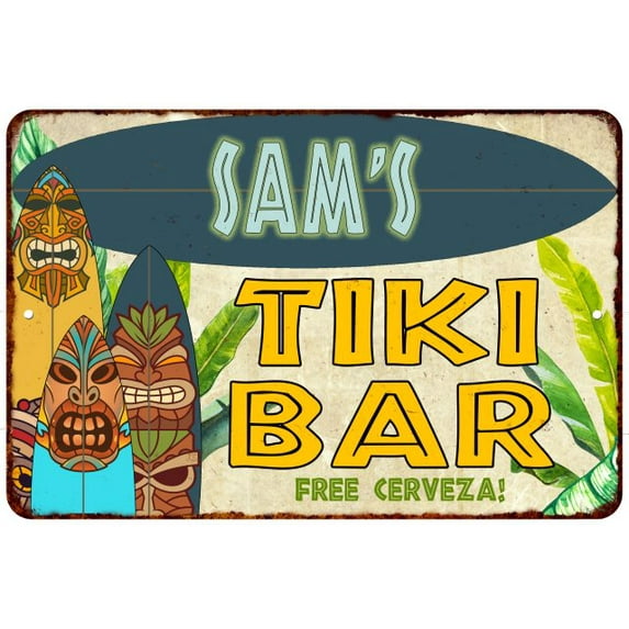 Sam's TIKI BAR Island Gift Sign Metal Wall Decor 8x12 108120058430