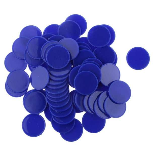 100 Uds. De fichas de bingo de póker de plástico de 25MM, juego de Casino, juego de familiar, accesorios para fiestas Azul Zulema fichas de póquer