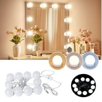 Gogcaro LED Vanity Lights For Mirror, Gogcaro Hollywood Style With 10 Dimmable Bulbs, Adjustable Color & Brightness, USB Cable, Stick on for Makeup Table Dressing Room Mirror