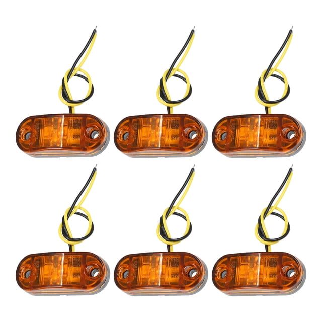 Luces de marcador LED para remolque de camión Unique Bargains 24V, ovaladas, de plástico, impermeables, amarillas, 6 piezas